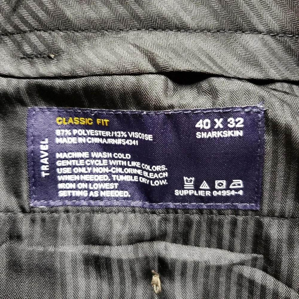 Stafford Dress Pants Mens 40x32 Brown Classic Fit Travel Microfiber Pleated